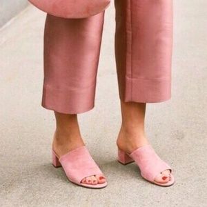 NWT! CS Blush Rose Suede Peep Toe Mule Slides 7